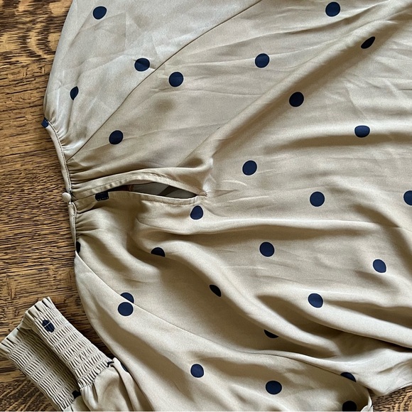 RW&Co Beige Midi Dress with Black Polka Dots with Full Sleeves in Size Small - Picture 7 of 7